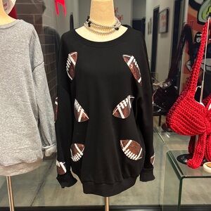 Women's sequin football crewneck